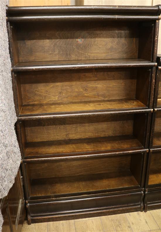 A Globe Wernicke open fronted four section bookcase W.86cm (lacks doors)